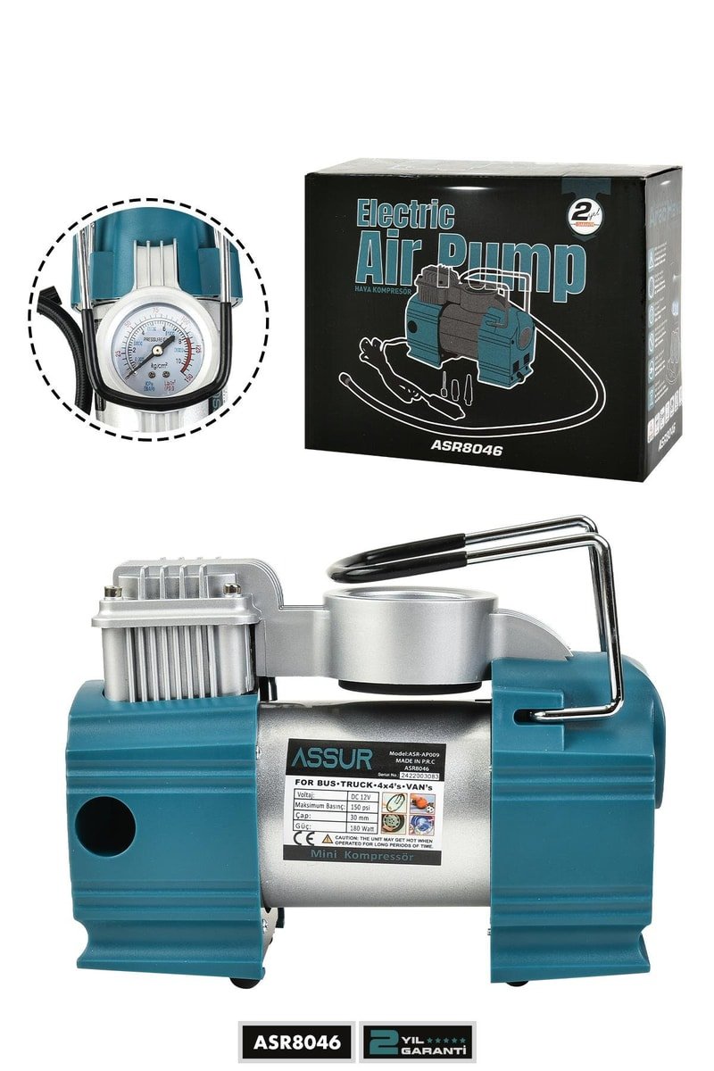 Assur 12v Çakmaklık Girişli 150 psi Mini Hava Kompresörü
            
            
                (ASR8046-02-49)