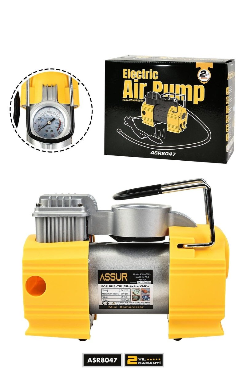 Assur 12v Çakmaklık Girişli 150 psi Mini Hava Kompresörü
            
            
                (ASR8047-02-49)