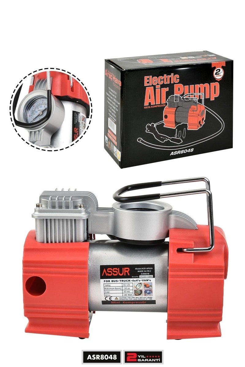 Assur 12v Çakmaklık Girişli 150 psi Mini Hava Kompresörü
            
            
                (ASR8048-02-49)