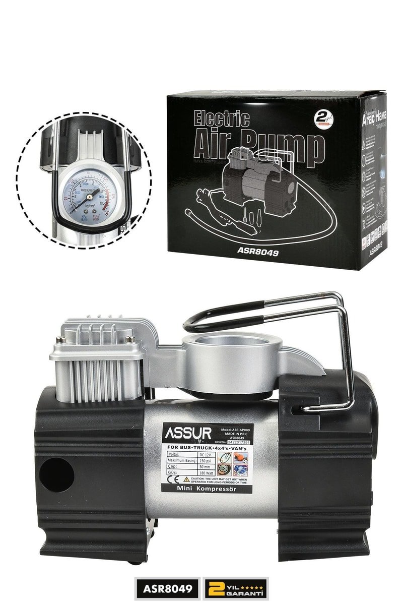 Assur 12v Çakmaklık Girişli 150 psi Mini Hava Kompresörü
            
            
                (ASR8049-02-49)