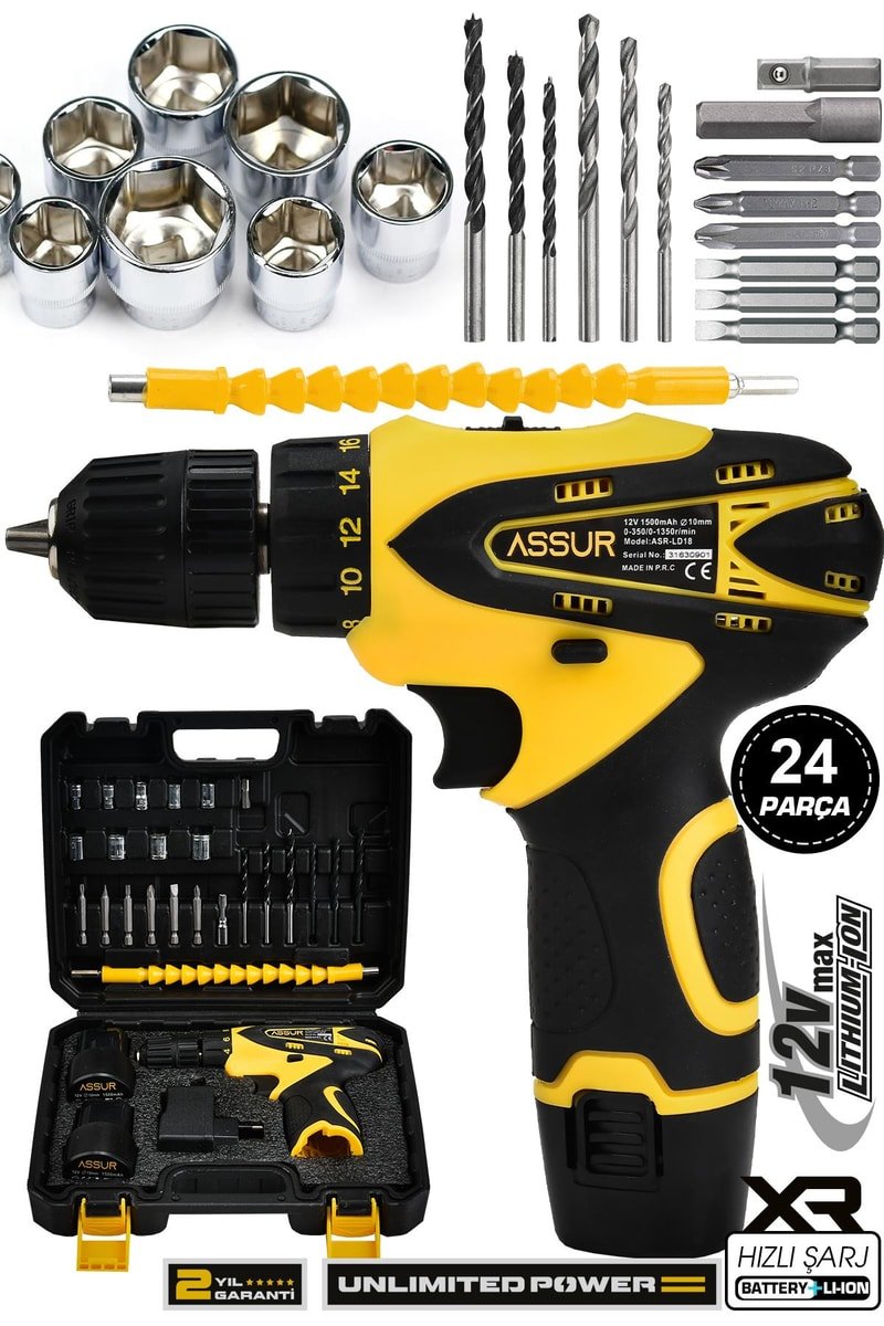 Assur 12V Çift Akü Şarjlı Matkap Akülü Vidalama
            
            
                (ASR059-02-02-02)