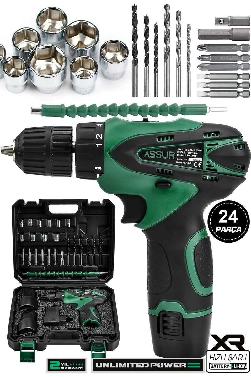 Assur 12V Çift Akü Şarjlı Matkap Akülü Vidalama
            
            
                (ASR061-02-02)