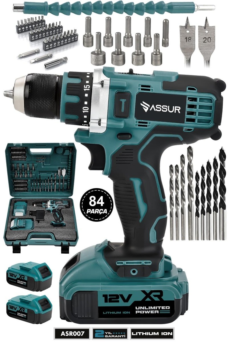 Assur 12V Çift Akülü Metal Şanzıman Şarjlı Matkap Akülü Vidalama
            
            
                (ASR007-02-02)