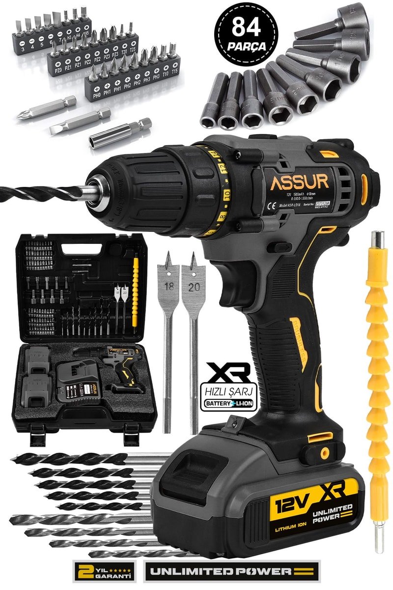 Assur 12V Çift Akülü Şarjlı Matkap Akülü Vidalama
            
            
                (ASR075-02-02)