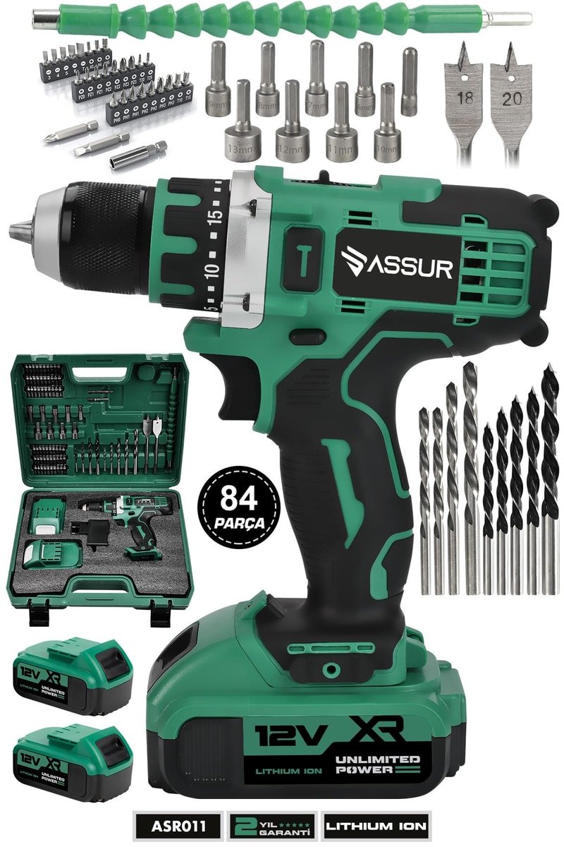 Assur 12V Çift Akülü Şarjlı Matkap Metal Şanzıman Akülü Vidalama
            
            
                (ASR011-02-02)