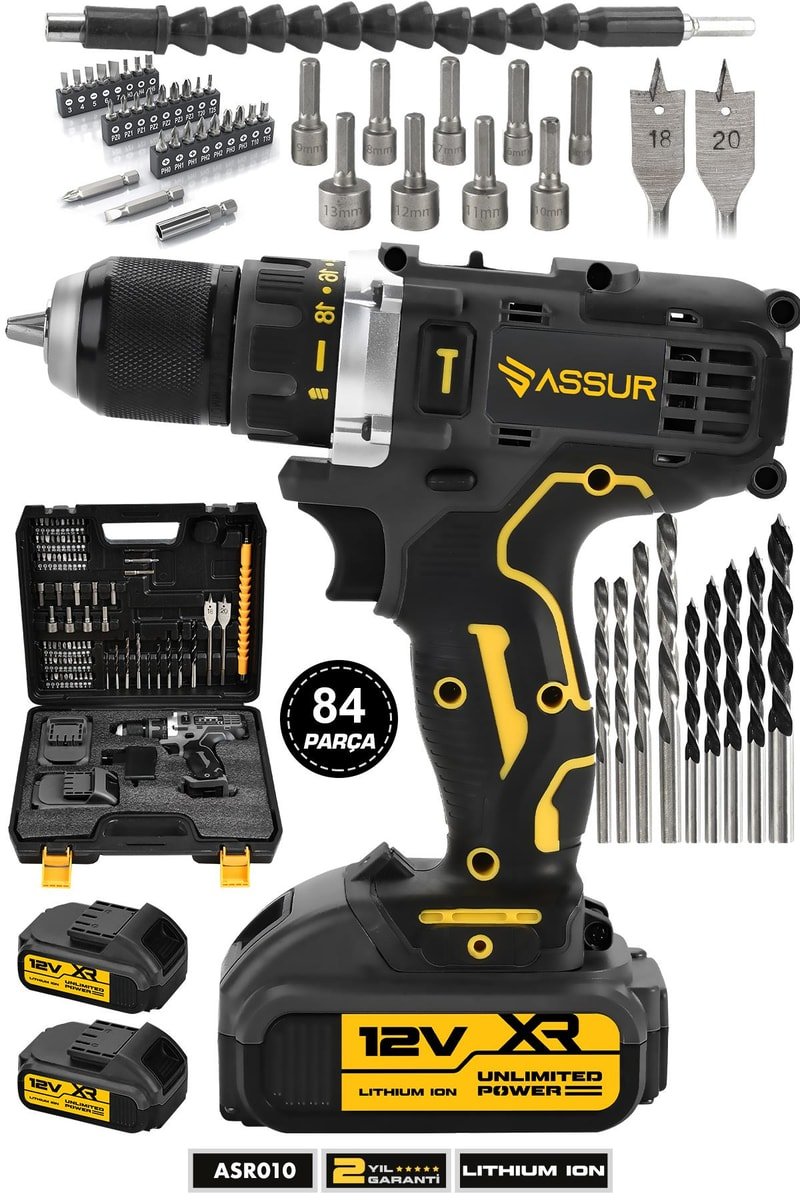 Assur 12V Çift Akülü Şarjlı Matkap Metal Şanzıman Bakır Sargılı Akülü Vidalama
            
            
                (ASR010-02-02)
