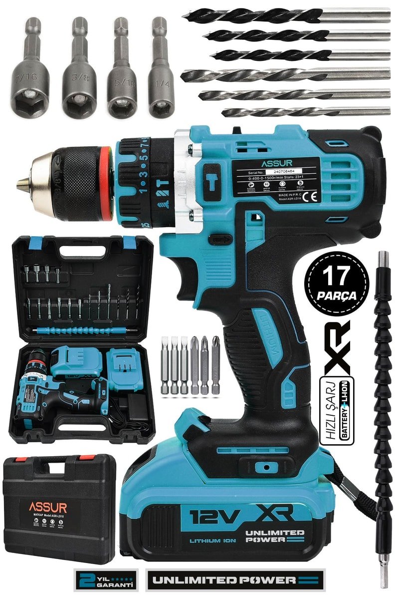 Assur 12V Çift Akülü Vidalama Darbeli Şarjlı Matkap
            
            
                (ASR146-02-2)