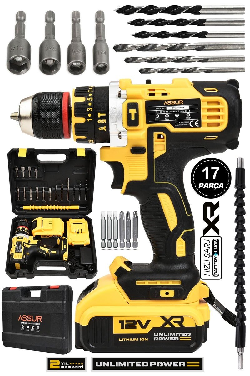 Assur 12V Çift Akülü Vidalama Darbeli Şarjlı Matkap
            
            
                (ASR147-02-2)