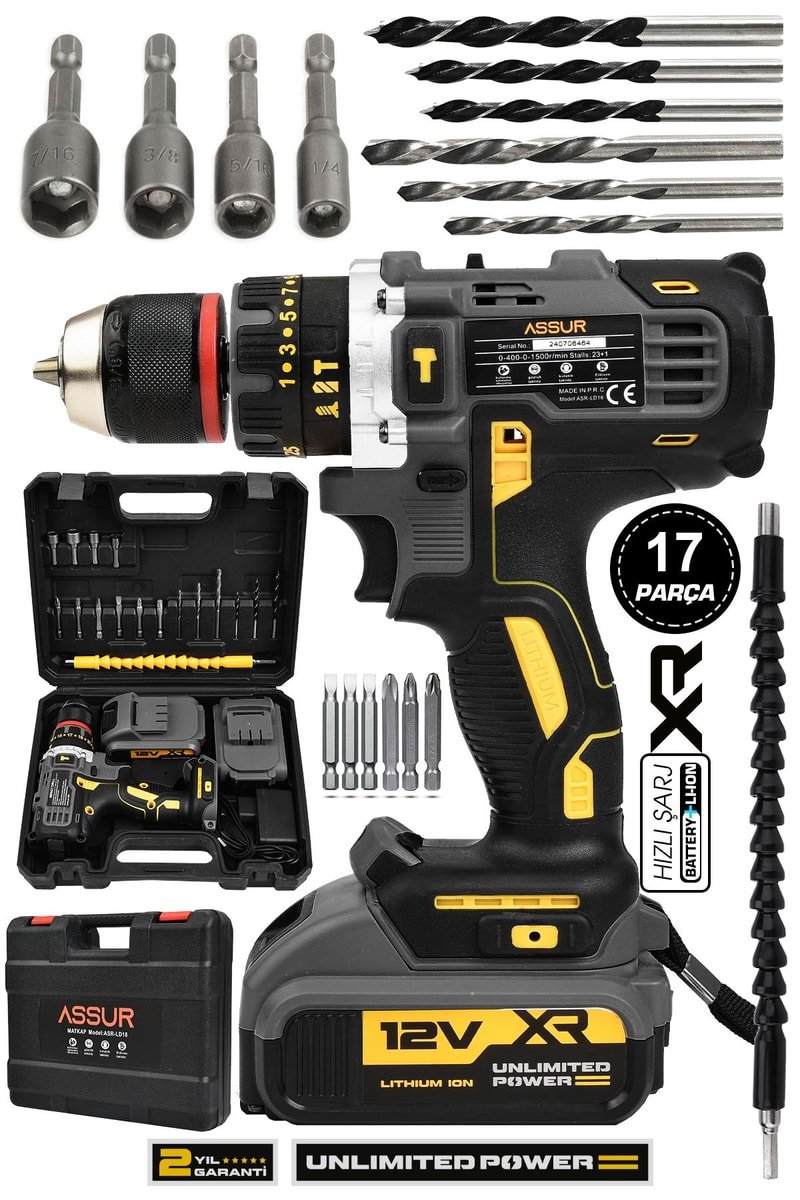 Assur 12V Çift Akülü Vidalama Darbeli Şarjlı Matkap
            
            
                (ASR149-02-2)