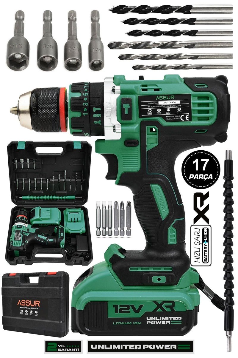 Assur 12V Çift Akülü Vidalama Darbeli Şarjlı Matkap
            
            
                (ASR150-02-2)