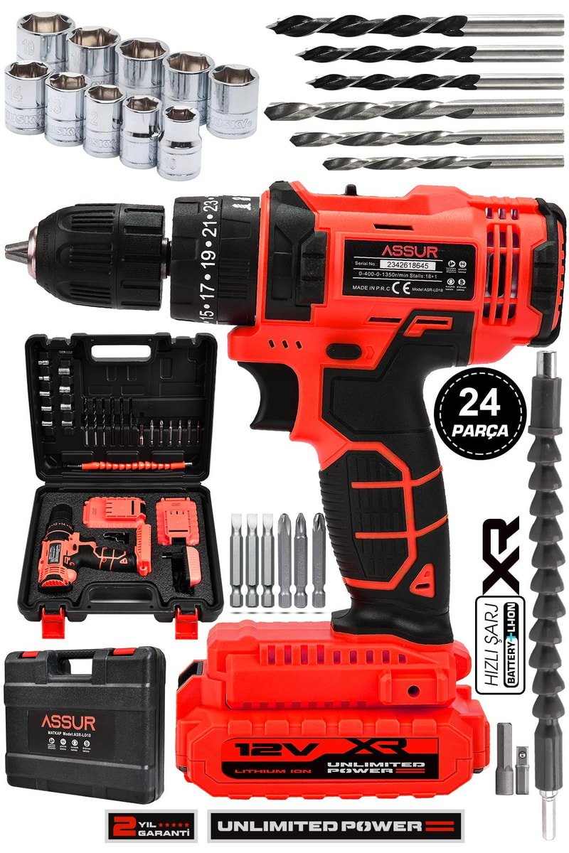 Assur 12V Çift Akülü Vidalama Metal Şanzıman Şarjlı Darbeli Matkap
            
            
                (ASR024-02-01)