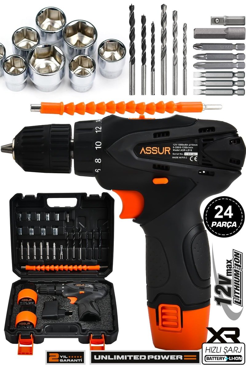 Assur 12V Çift Akülü Vidalama Şarjlı Matkap
            
            
                (ASR057-02-01)