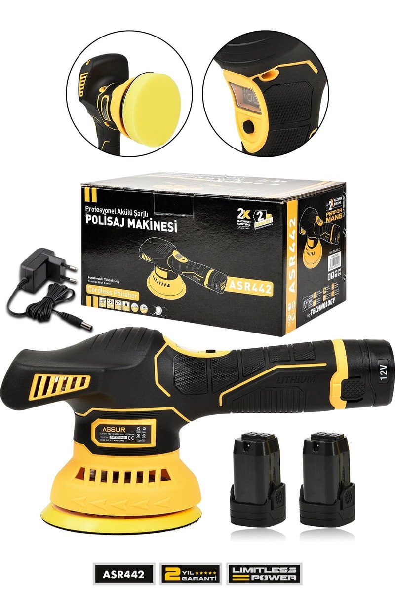 Assur 12V Orbital 6 Kademli Cila Pasta Parlatma Polisaj Makinesi
            
            
                (ASR442-02-07)