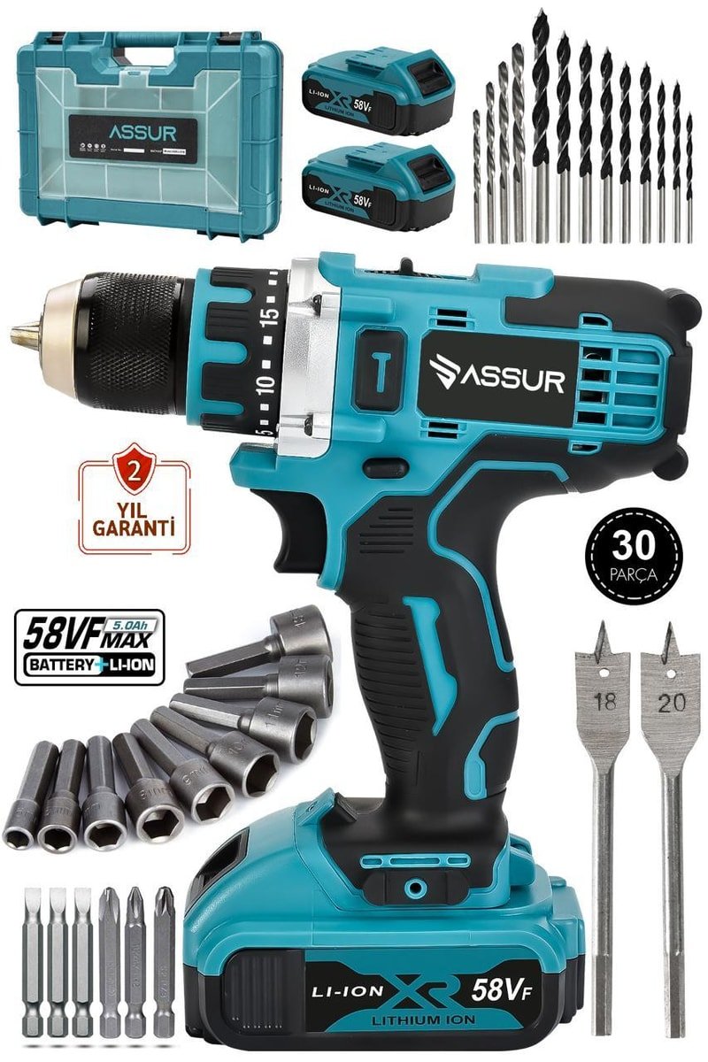 Assur 12V Şarjlı Matkap Bakır Sargılı Çift Akülü Vidalama
            
            
                (ASR046-02-2)