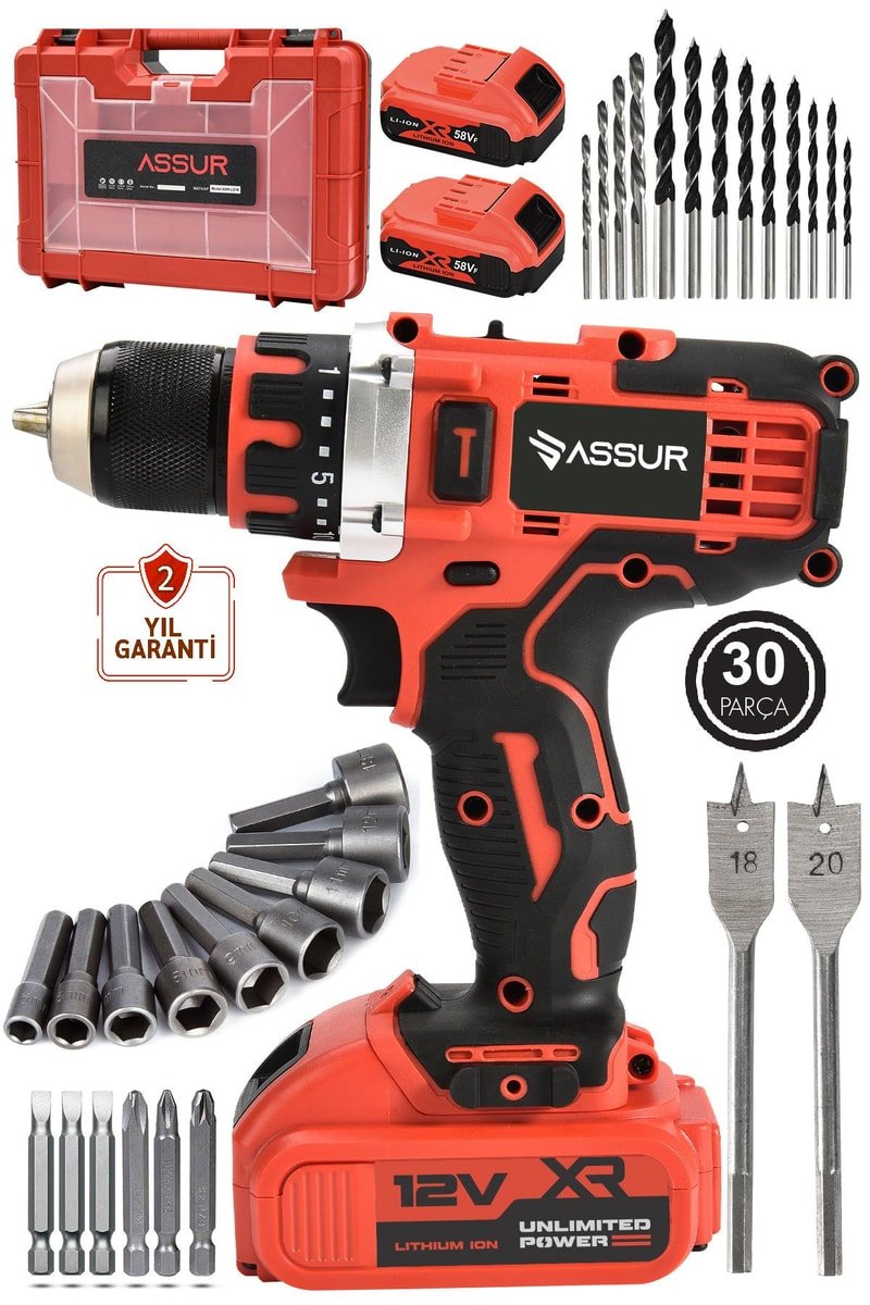 Assur 12V Şarjlı Matkap Bakır Sargılı Çift Akülü Vidalama
            
            
                (ASR048-02-01)
