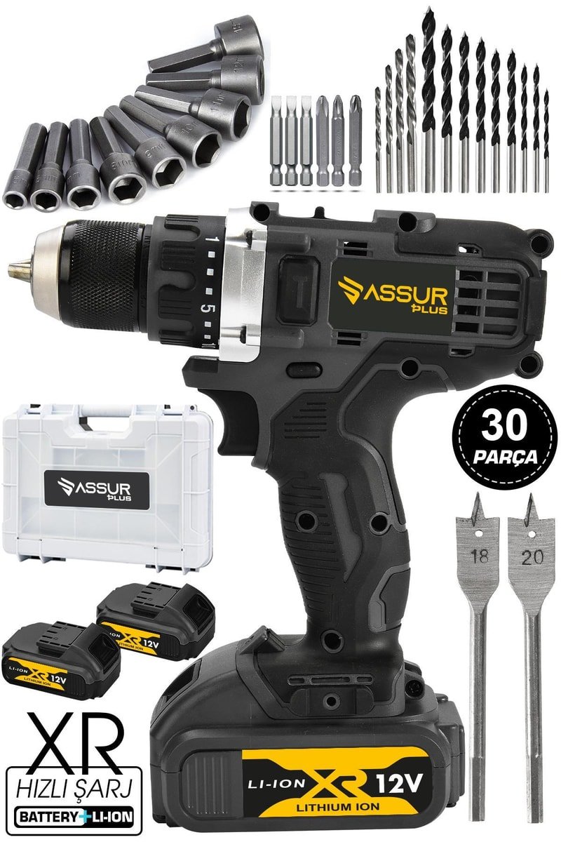 Assur 12V Şarjlı Matkap Bakır Sargılı Çift Akülü Vidalama
            
            
                (ASR049-02-01-01)