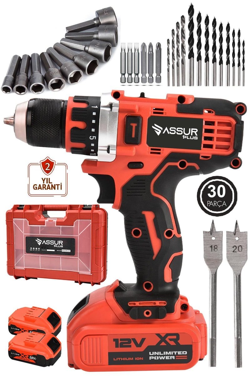 Assur 12V Şarjlı Matkap Bakır Sargılı Çift Akülü Vidalama
            
            
                (ASR049-02-01)