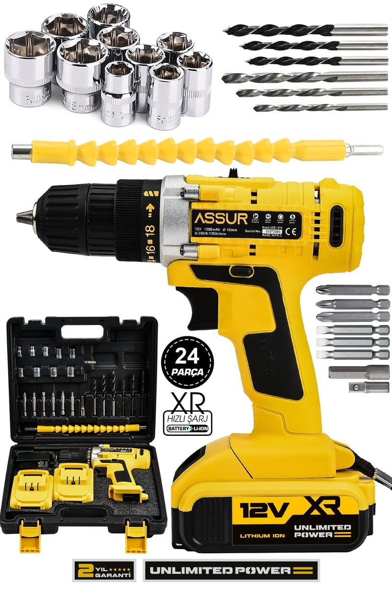 Assur 12V Şarjlı Matkap Çelik Şanzıman Bakır Sargılı Akülü Vidalama
            
            
                (ASR035-02-01-02)