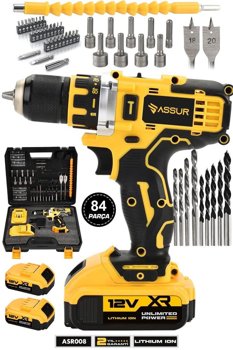 Assur 12V Şarjlı Matkap Metal Şanzıman Bakır Sargılı Çift Akülü
            
            
                (ASR008-02-41)