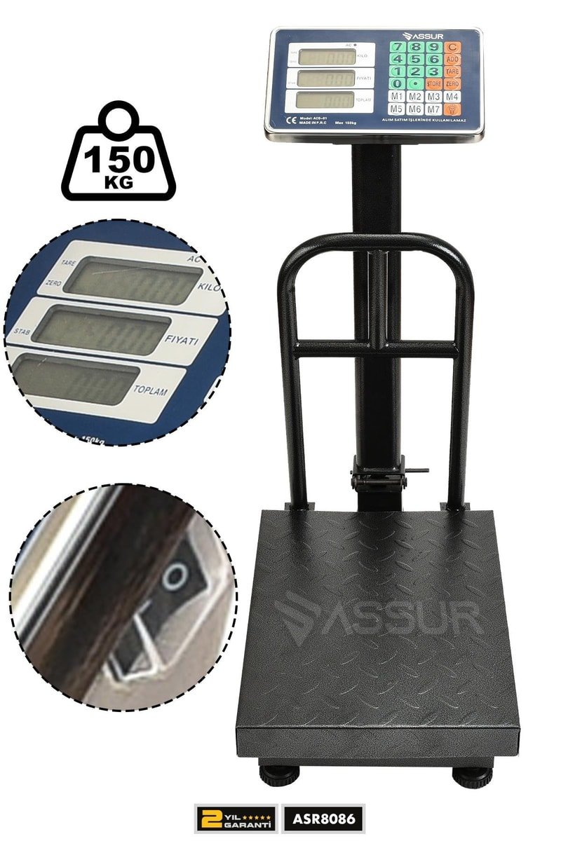 Assur 150 Kg Kantar Hassasiyetli Katlanabilir Dijital Elektronik Terazi
            
            
                (ASR8086-02-60)