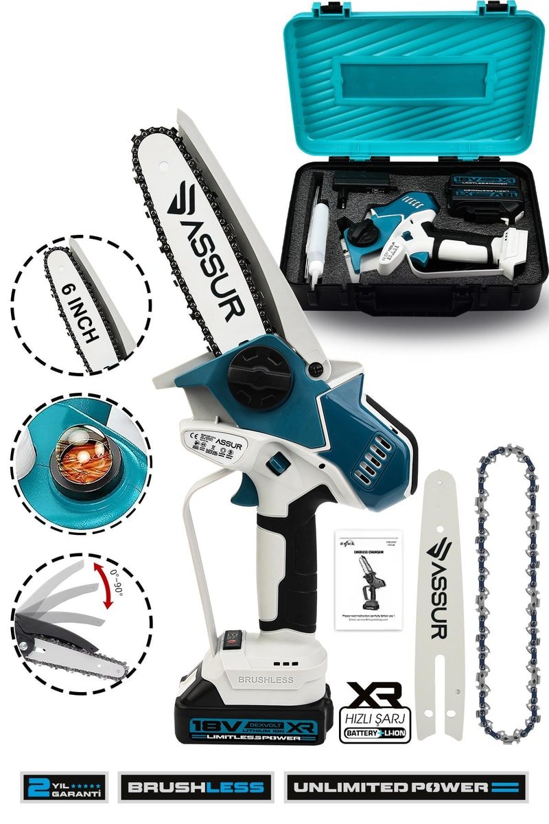 Assur 18V Çift Akü Ağaç Odun Dal Kesme Budama El Testeresi
            
            
                (ASR772-02-14)