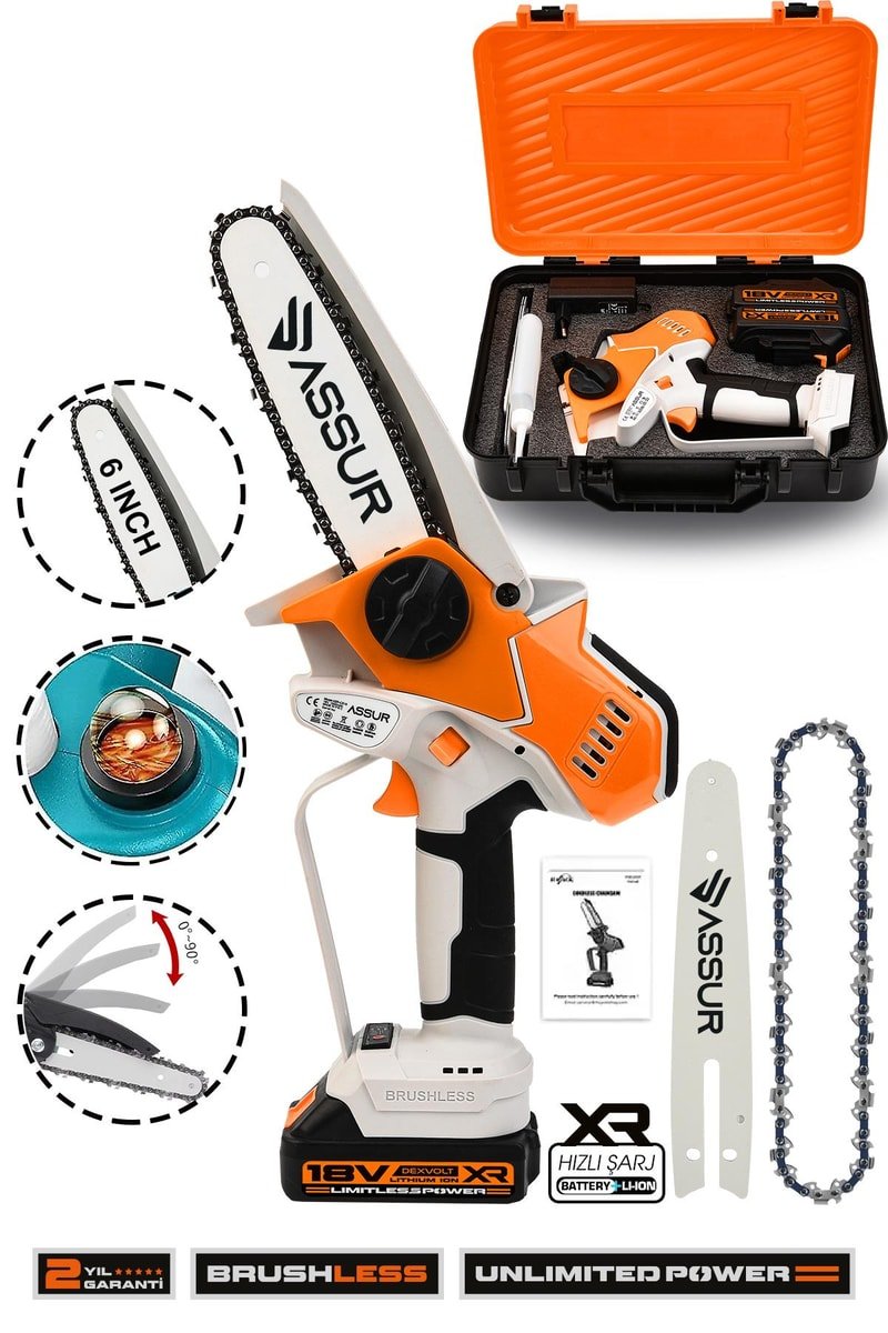Assur 18V Çift Akü Ağaç Odun Dal Kesme Budama El Testeresi
            
            
                (ASR774-02-14)
