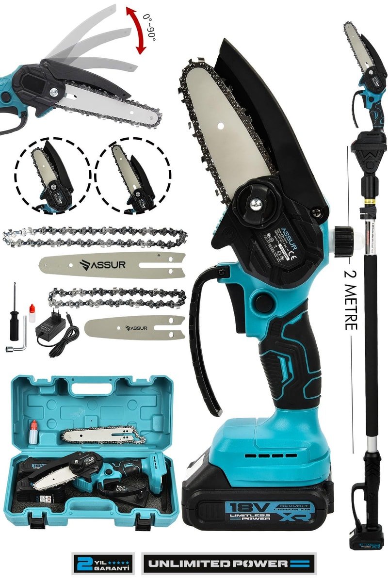 Assur 18V Çift Akülü Ağaç Dal Kesme Budama Testeresi & Teleskopik Kollu
            
            
                (ASR758-02-20)