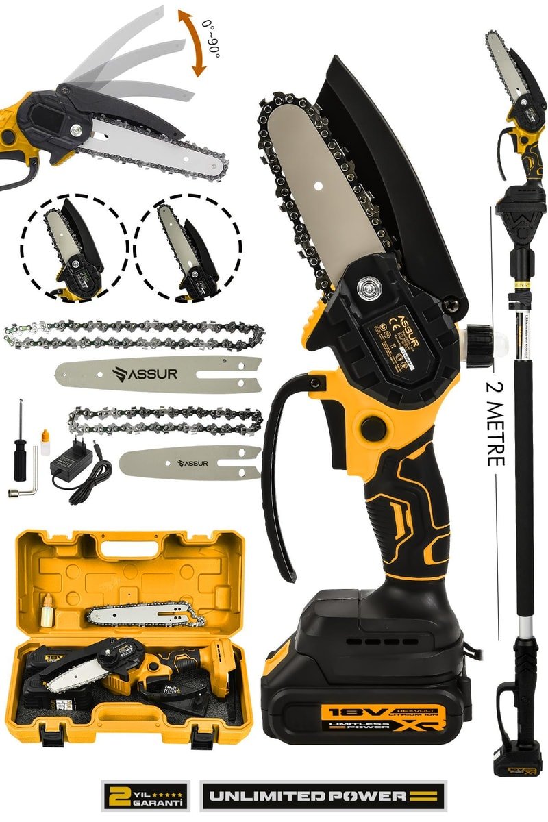Assur 18V Çift Akülü Ağaç Dal Kesme Budama Testeresi & Teleskopik Kollu
            
            
                (ASR759-02-24)