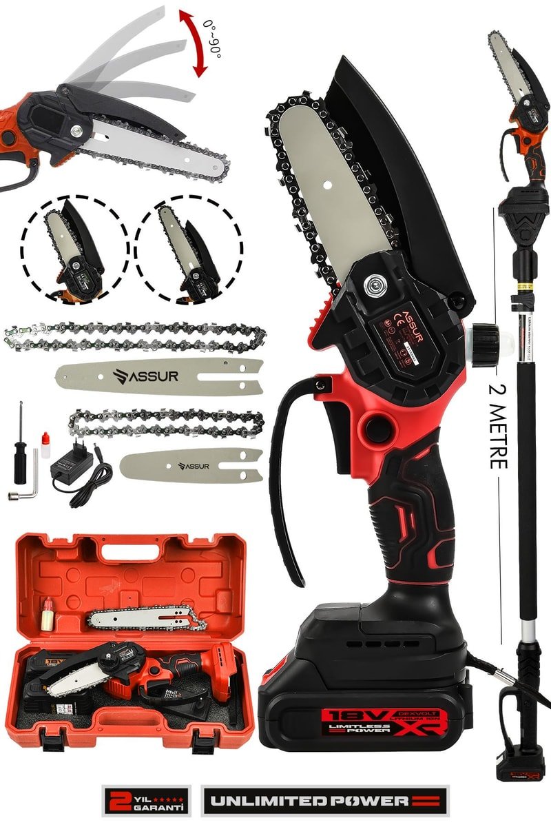 Assur 18V Çift Akülü Ağaç Dal Kesme Budama Testeresi & Teleskopik Kollu
            
            
                (ASR760-02-20)
