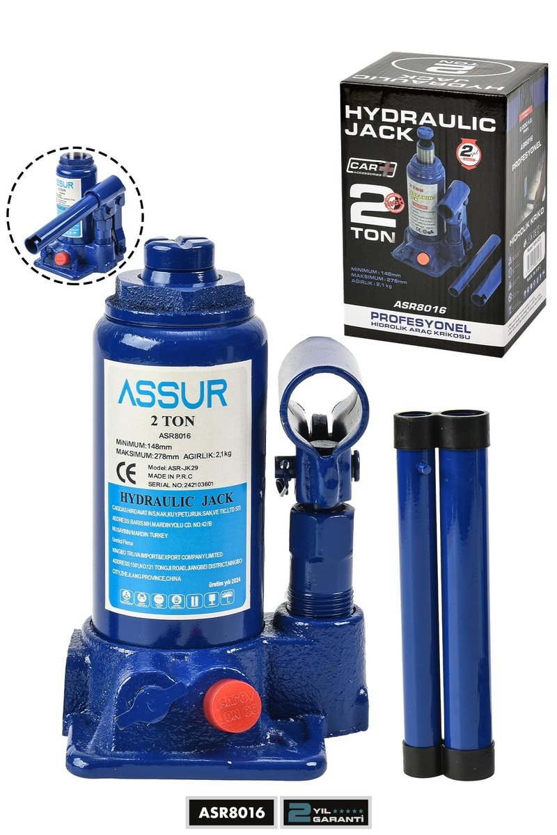 Assur 2 Ton Oto Kriko Araç Kaldırma Krikosu Şişe Kriko Hidrolik Kaldırma
            
            
                (ASR8016-02-56)