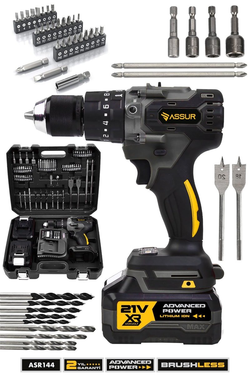 Assur 21V 10 Pilli Çift Akülü Vidalama Darbeli Şarjlı Matkap
            
            
                (ASR144-02-01)