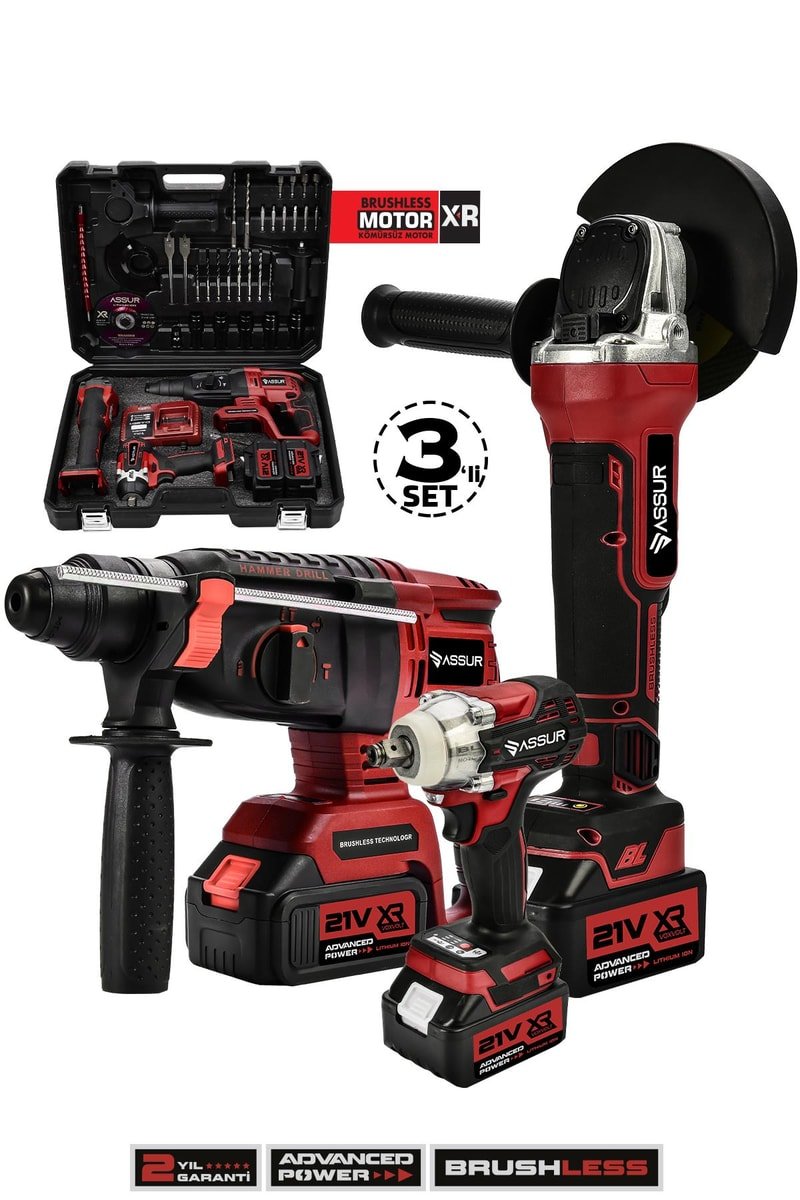 Assur 21V 2.0Ah 3 Lü Set Şarjlı Matkap Hilti 2-26mm 450Nm Torklu Vidalama Somun Sıkma Şarjlı Taşlama 125mm
            
            
                (ASR1005-02-02-01)