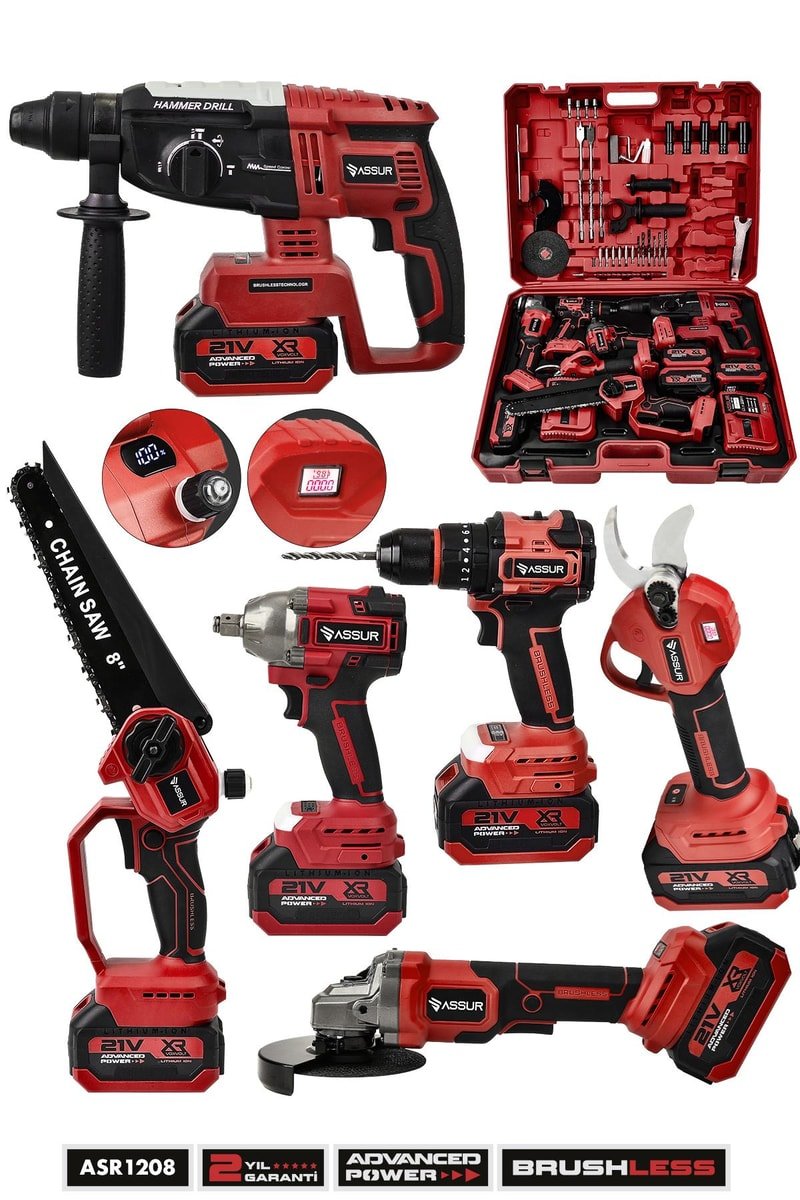 Assur 21V 6'lı Profesyonel Set Budama Testeresi ve Makas+Somun Sıkma+Taşlama+Matkap+Kırıcı Delici Hilti
            
            
                (ASR1208-04)