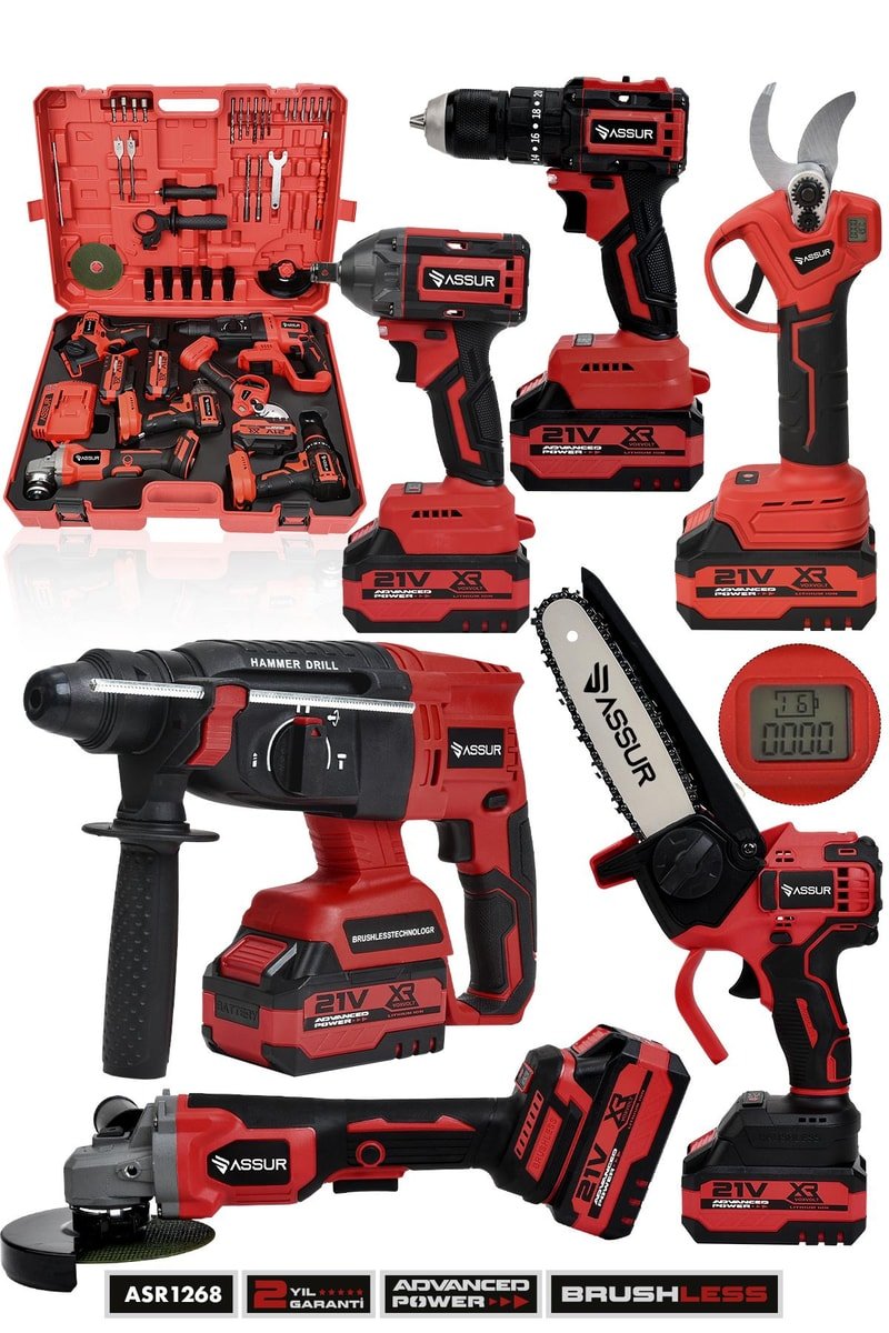ASSUR 21V 6'lı Set Kırıcı/Delici Hilti, Taşlama, Somun Sıkma, Matkap, Budama Makası ve Testeresi
            
            
                (ASR1268-18)