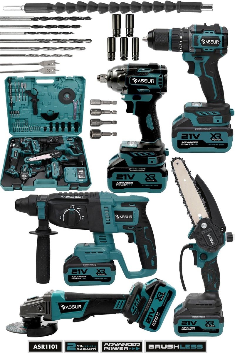 Assur 21V Akülü 5'li Set Kırıcı Delici Hilti Taşlama Somun Sıkma Akülü Vidalama Budama Testeresi
            
            
                (ASR1101-02-2)