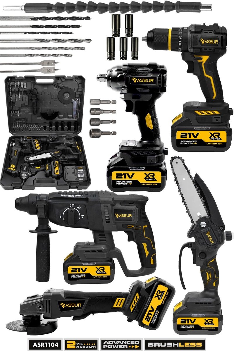 Assur 21V Akülü 5'li Set Kırıcı Delici Hilti Taşlama Somun Sıkma Akülü Vidalama Budama Testeresi
            
            
                (ASR1104-02-2)