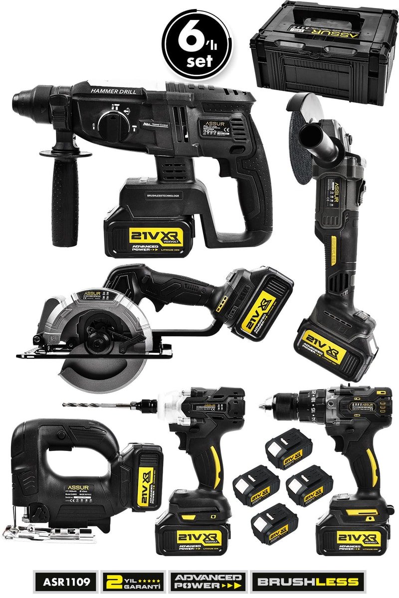 Assur 21V Akülü 6'lı Set Kırıcı Delici Hilti Taşlama Somun Sıkma Vidalama Daire Testere Dekupaj
            
            
                (ASR1109-02-4)