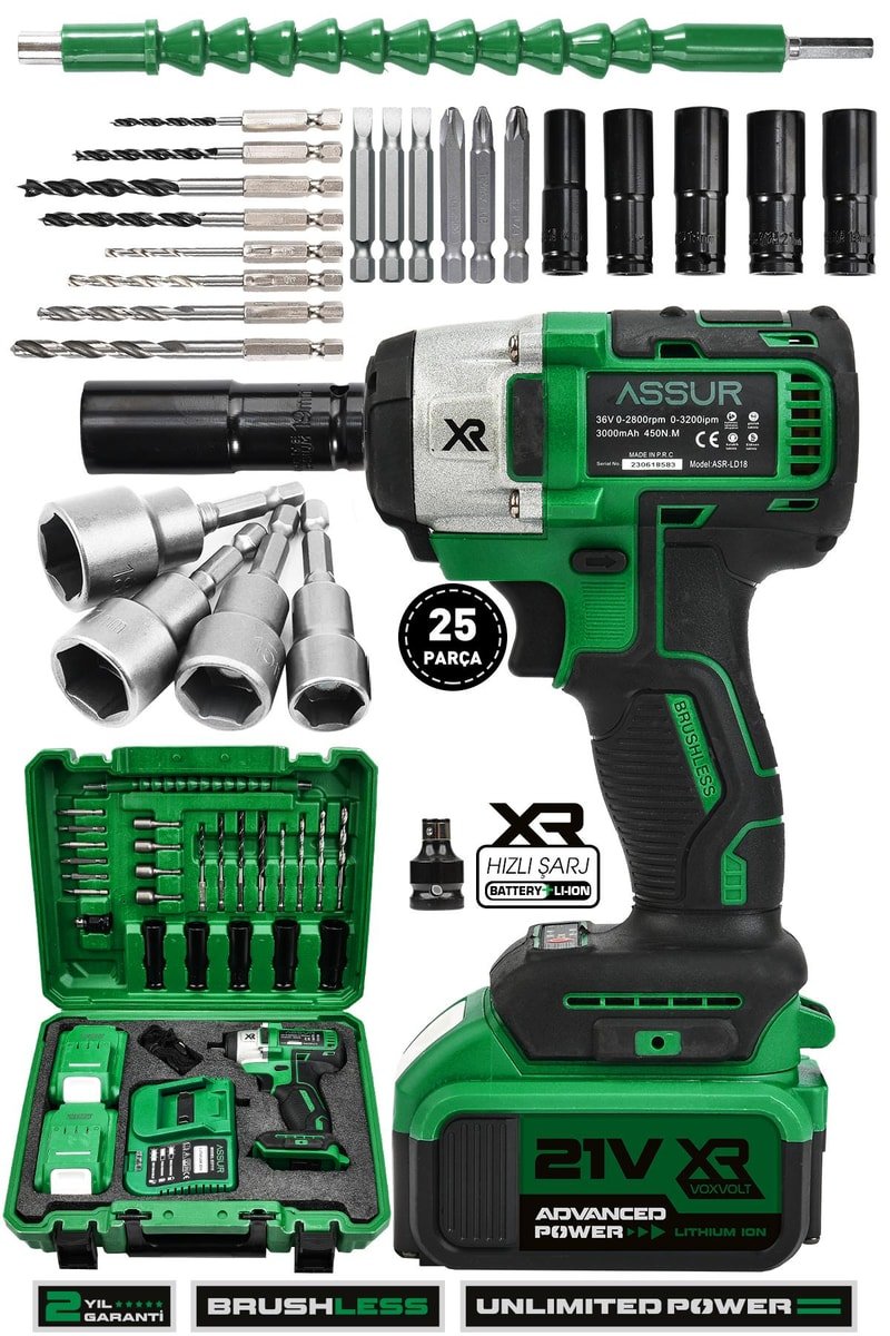 Assur 21V Akülü Bijon Somun Sıkma Sökme Matkap Kömürsüz
            
            
                (ASR184-02-9)