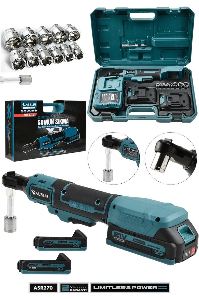 ASSUR 21V Akülü Darbeli Cırcır Kolu – 3/8'' Profesyonel Somun Sıkma & Sökme
            
            
                (ASR270-9)