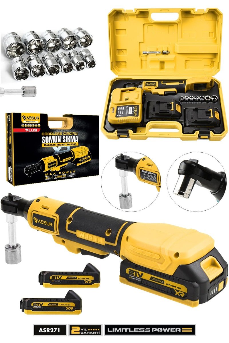 ASSUR 21V Akülü Darbeli Cırcır Kolu – 3/8'' Profesyonel Somun Sıkma & Sökme
            
            
                (ASR271-9)