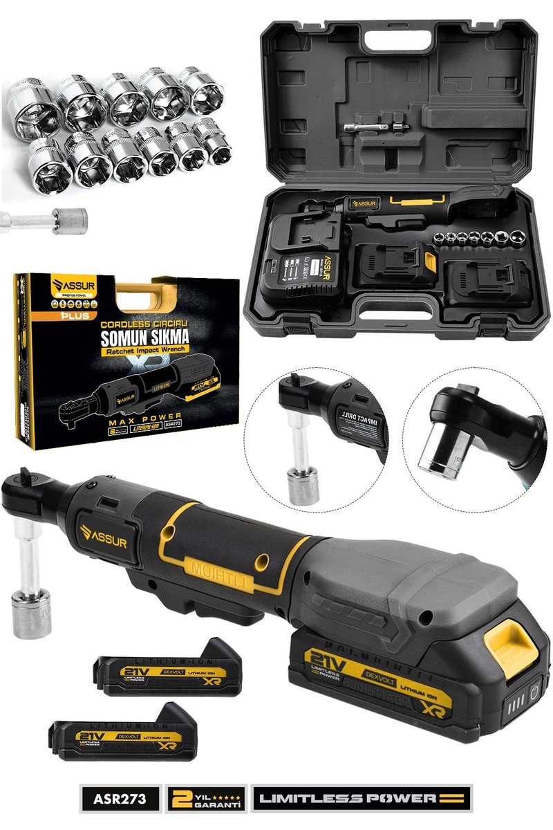 ASSUR 21V Akülü Darbeli Cırcır Kolu – 3/8'' Profesyonel Somun Sıkma & Sökme
            
            
                (ASR273-9)
