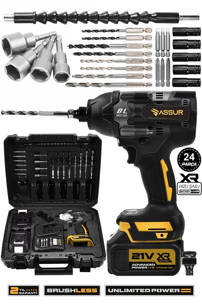 Assur 21V Akülü Vidalama Darbeli Kömürsüz Motor 800Nm 10 Pilli Bijon Somun Sökme Sıkma
            
            
                (ASR104-02-9)