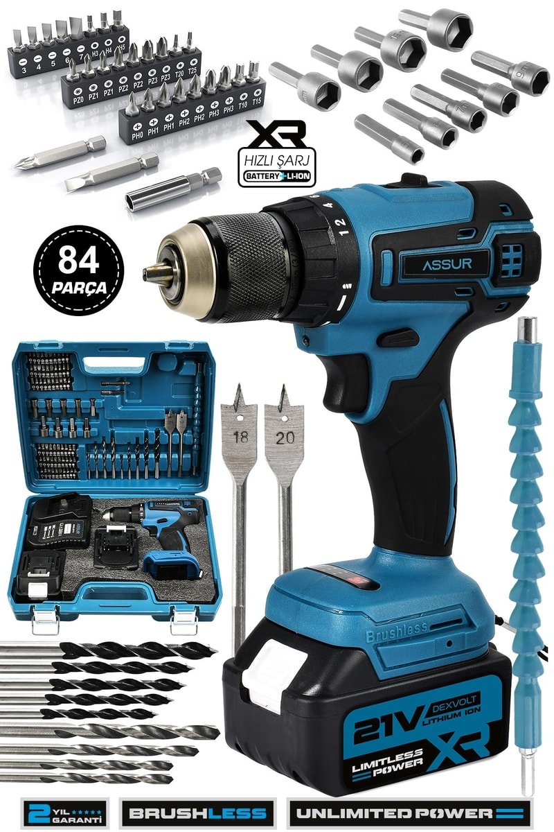 Assur 21V Akülü Vidalama Kömürsüz Motor Şarjlı Matkap
            
            
                (ASR045-02-2)