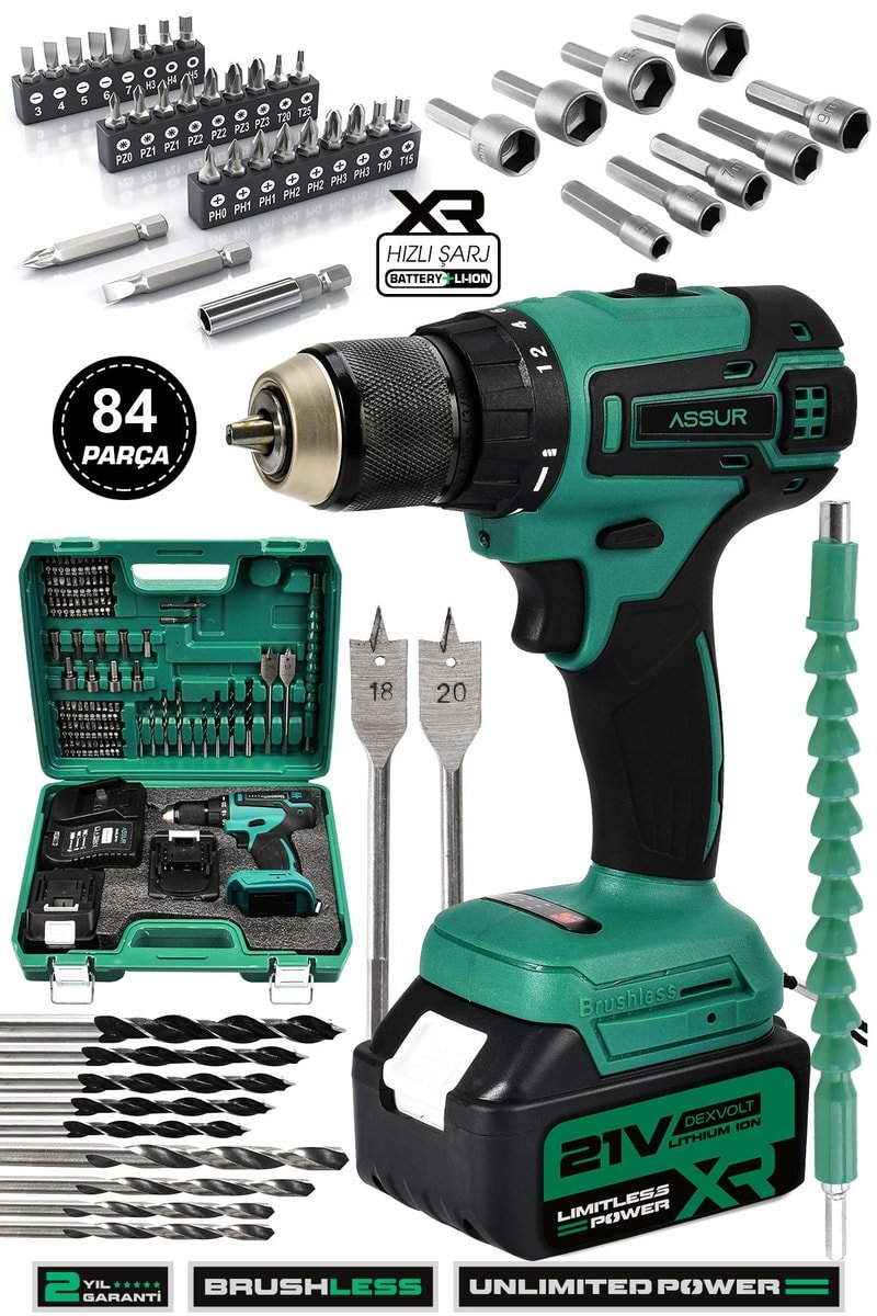 Assur 21V Akülü Vidalama Kömürsüz Motor Şarjlı Matkap
            
            
                (ASR200-02-2)