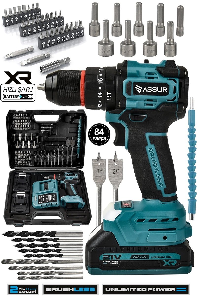 Assur 21V Çelik Mandren Kömürsüz Motor Darbeli Şarjlı Matkap Vidalama
            
            
                (ASR131-02-2)