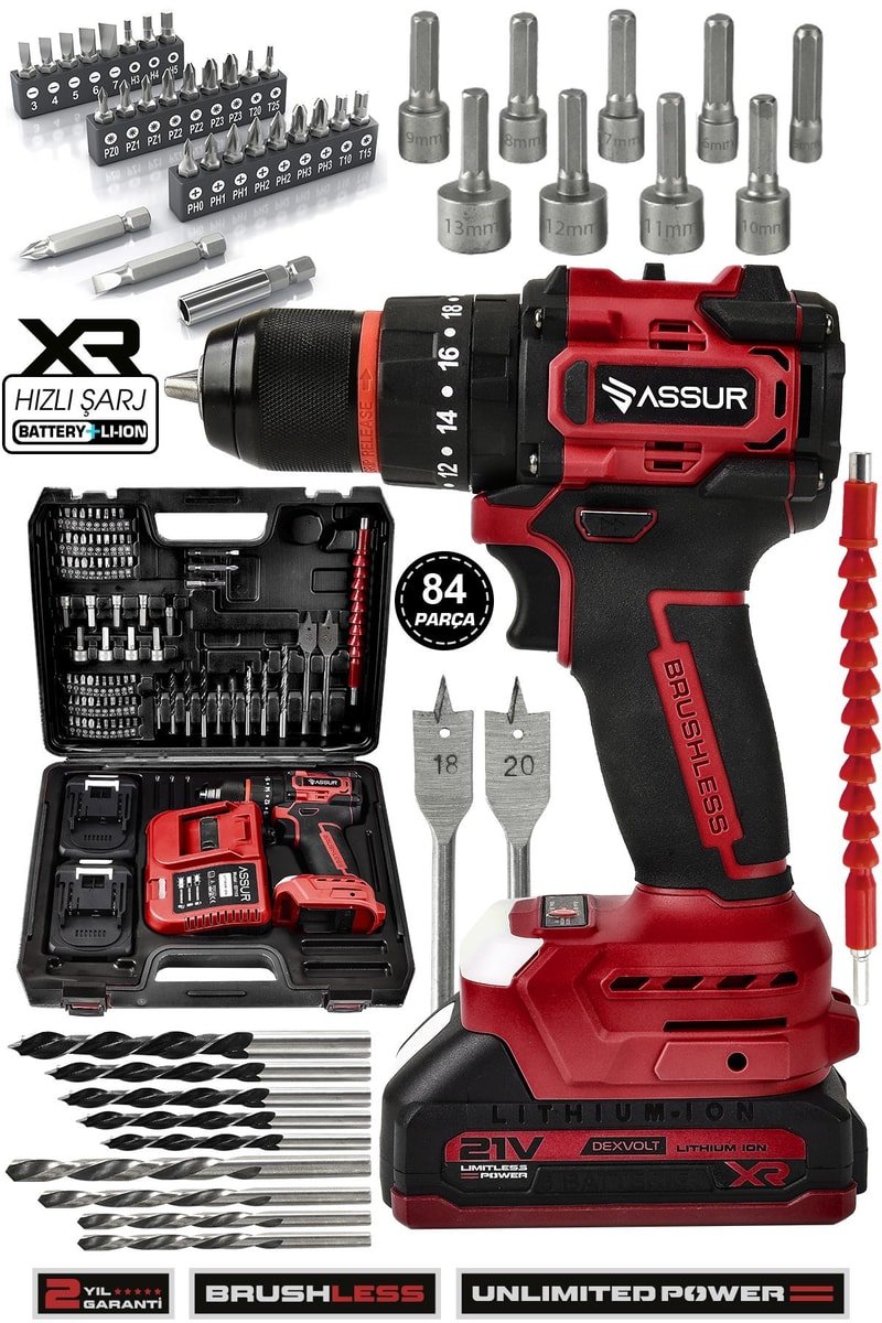 Assur 21V Çelik Mandren Kömürsüz Motor Darbeli Şarjlı Matkap Vidalama
            
            
                (ASR133-02-2)