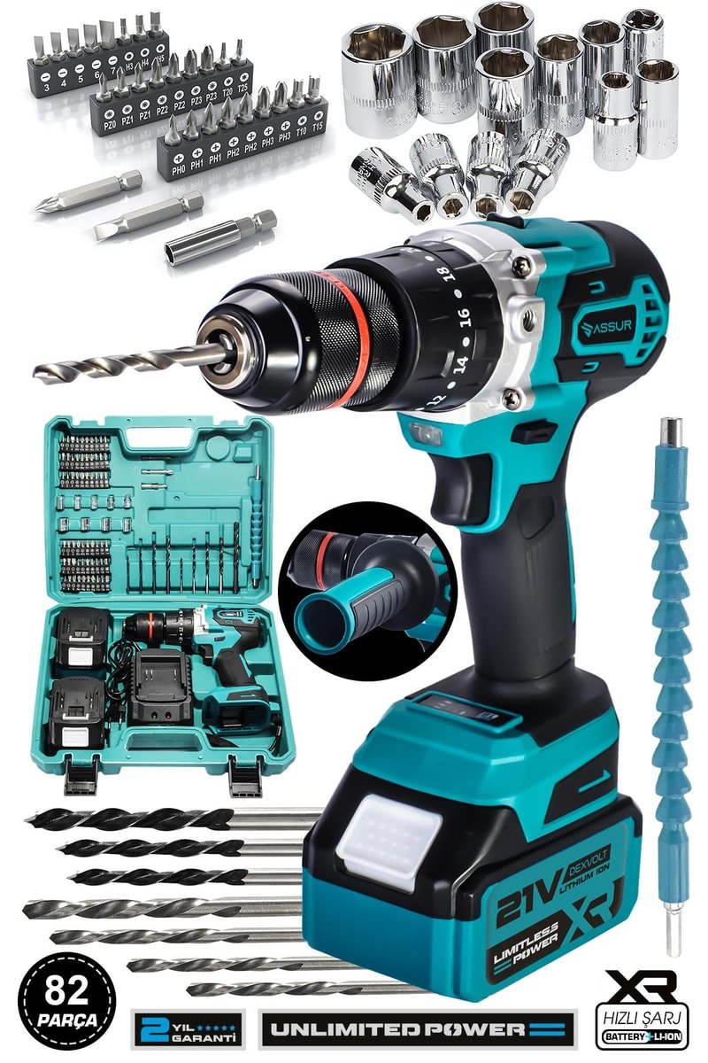 Assur 21V Çelik Şanzıman Çift Akülü Darbeli Şarjlı Matkap Akülü Vidalama
            
            
                (ASR041-02-01)