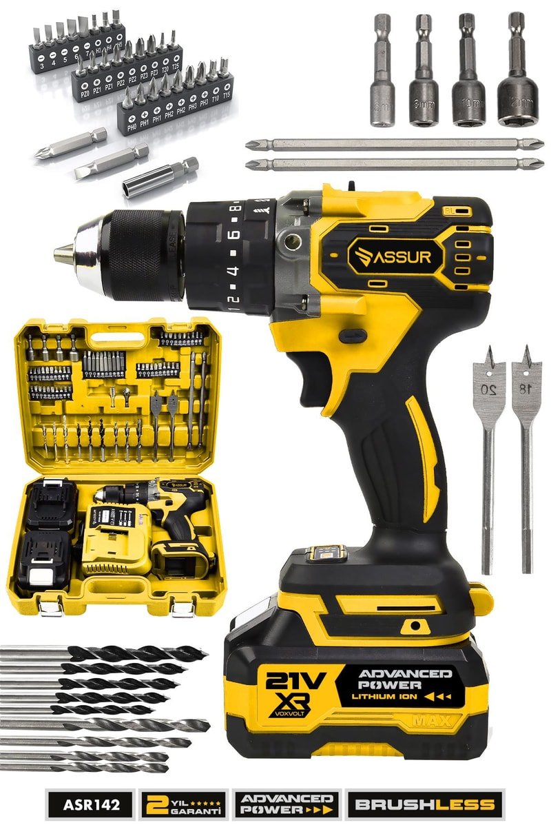 Assur 21V Çift Akü Darbeli Şarjlı Matkap Akülü Vidalama
            
            
                (ASR142-02-02)