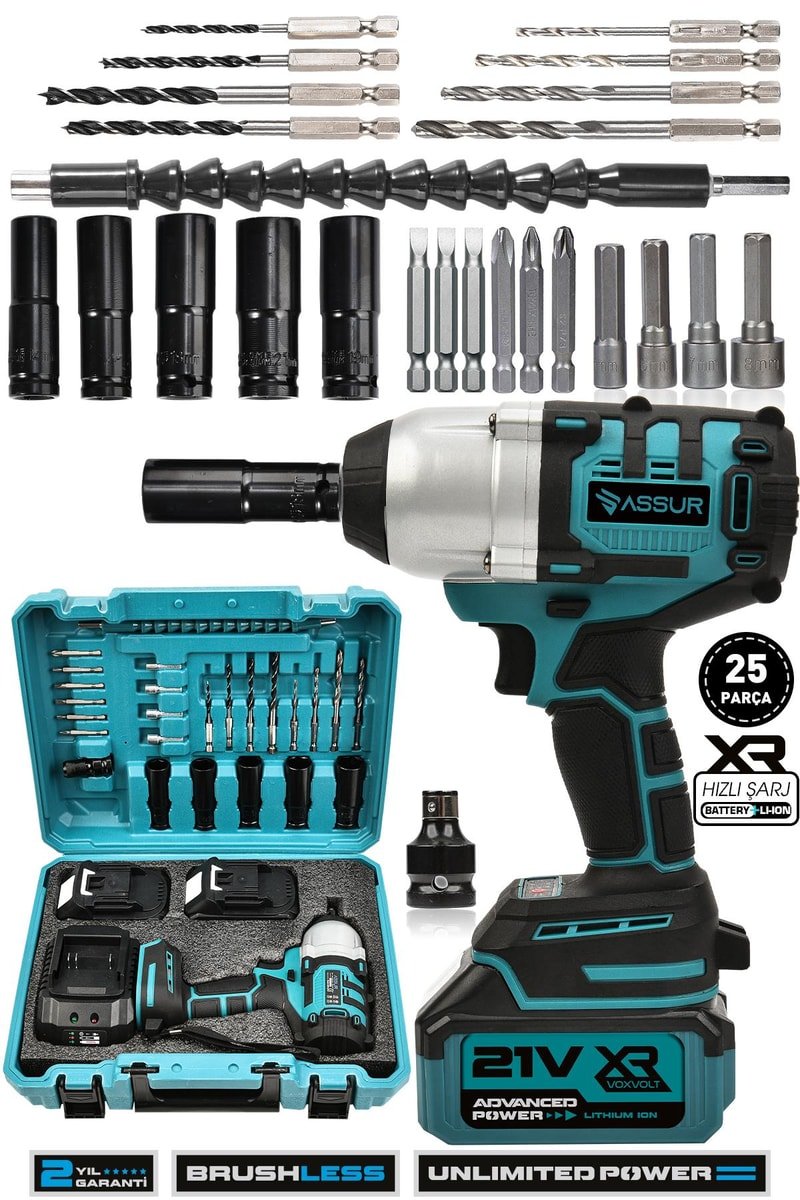 Assur 21V Çift Akü Kömürsüz Darbeli 500Nm Somun Bijon Sıkma Sökme Matkap
            
            
                (ASR055-02-9)