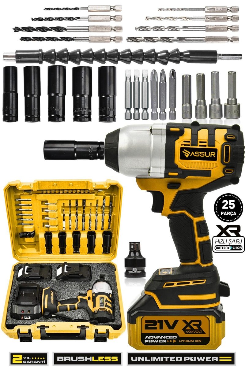 Assur 21V Çift Akü Kömürsüz Darbeli 500Nm Somun Bijon Sıkma Sökme Matkap
            
            
                (ASR193-02-9)